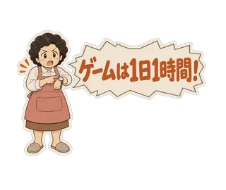 スタンプ見本「ゲームは1日1時間！」