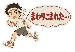 博のLINEスタンプ見本「まわりこまれた…」